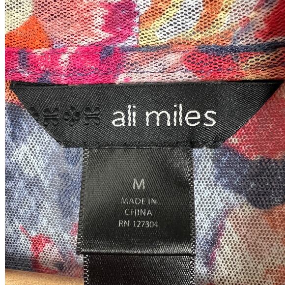 Ali Miles‎ Women’s M Multicolor Floral Tie Dye Open Drape Cardigan Boho Art Top - Picture 5 of 11